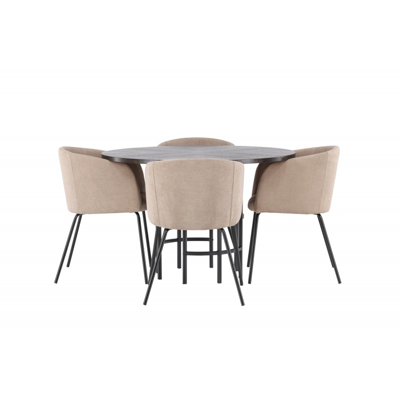 København Rundt Spisebordssæt - Beige og Mocca