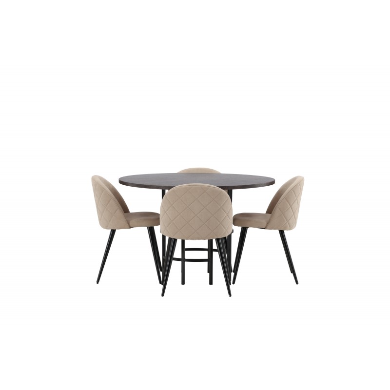 Hjallese Rundt Spisebordssæt  - Beige og Mocca