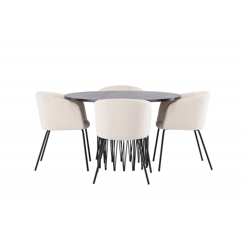 Rundt Spisebordssæt Sten med stole Berit - Beige og Mocca