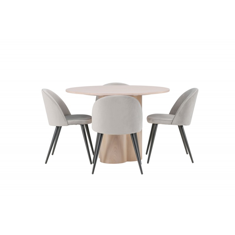 Olivia Rund Spisebordssæt  - Grå og Hvid