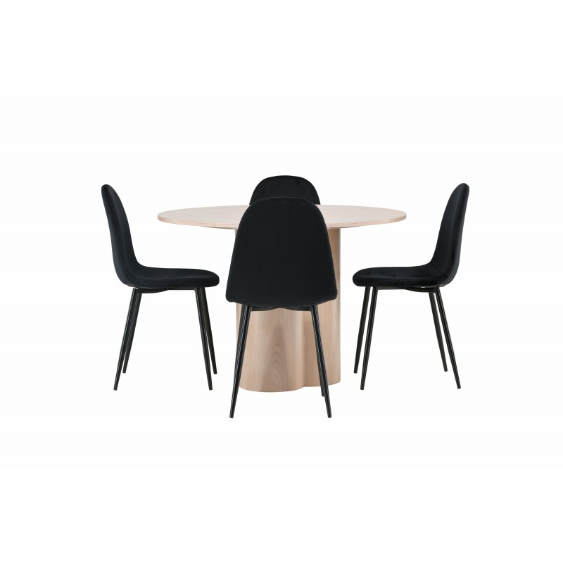 Olivia Rund Spisebordssæt - Sort og Hvid