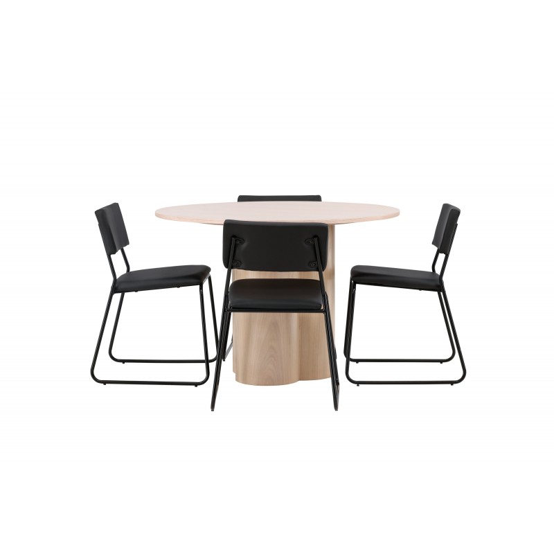 Olivia Rund Spisebordssæt - Sort og Hvid