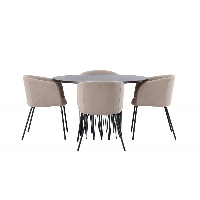 Spisestuesæt Sten med Berit stole  - Beige og Mocca