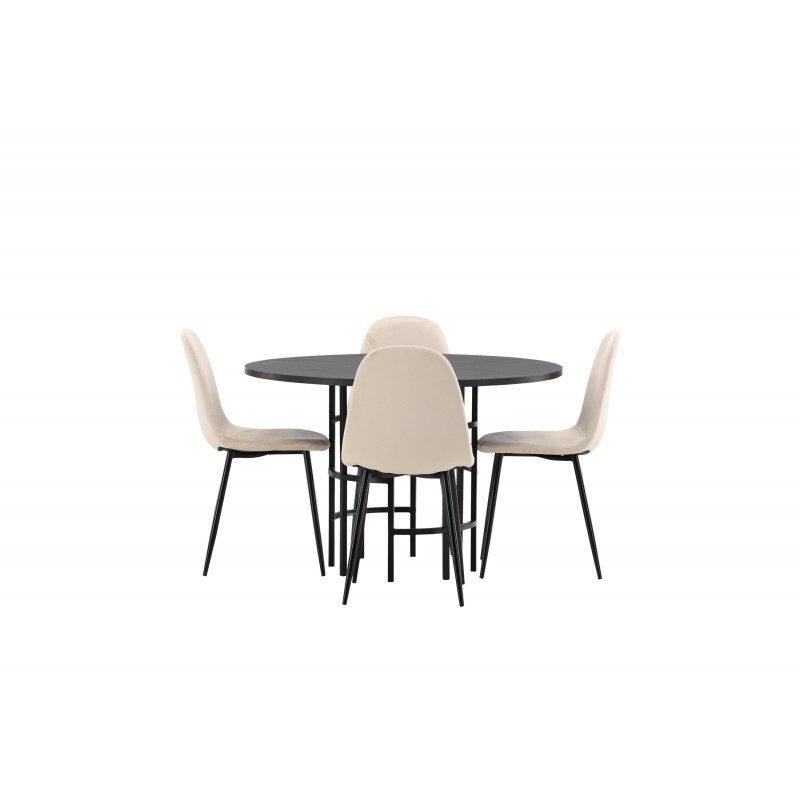 Hjallese Rundt Spisestuesæt  - Beige og Sort