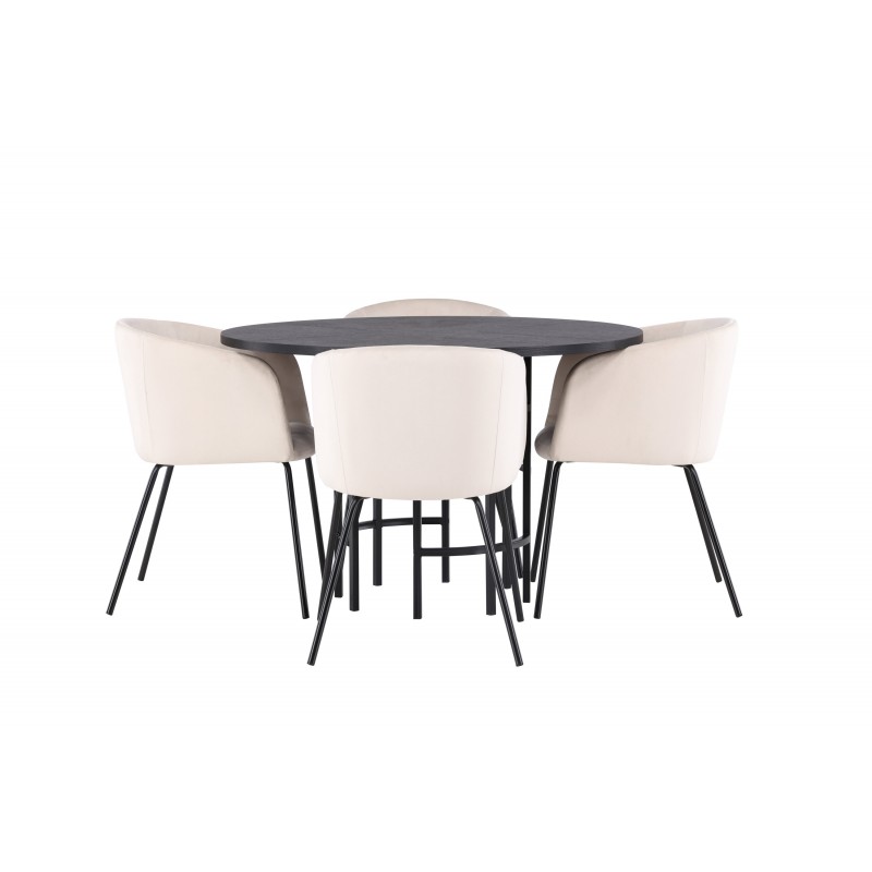 Hjallese Rundt Spisestuesæt - Beige og Sort