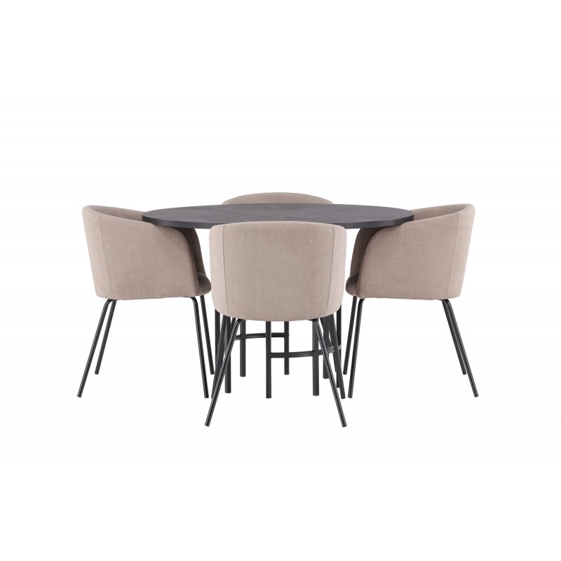 Hjallese Rundt Spisebordssæt - Beige og Sort