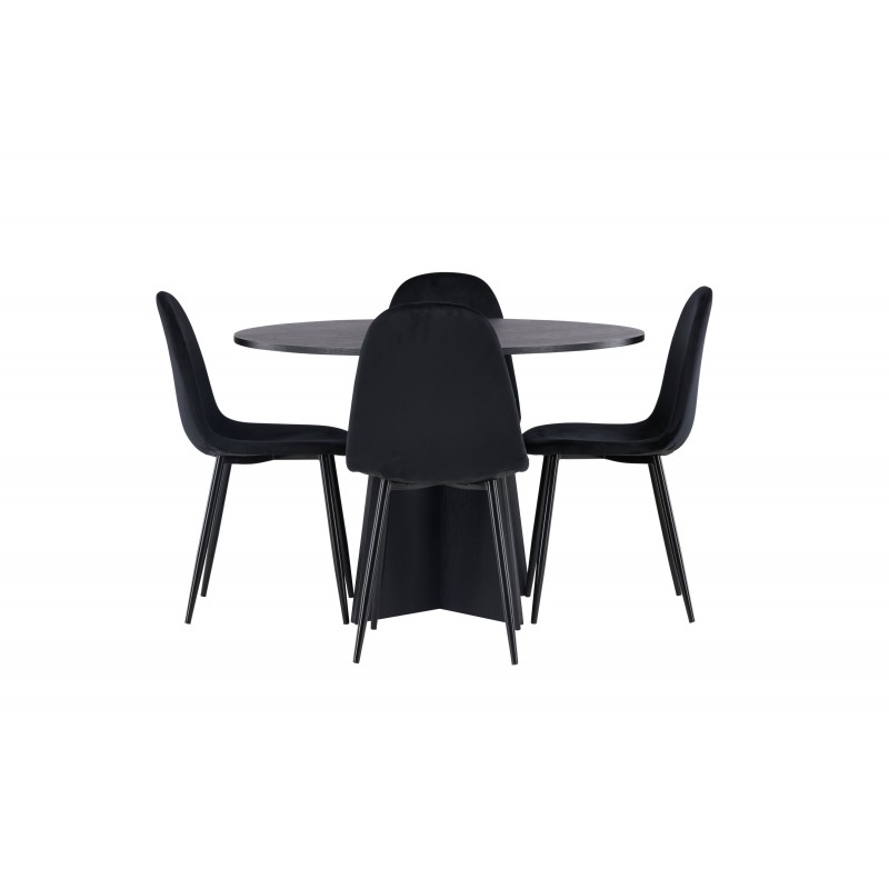 Bootcut Rundt Spisebordssæt  - Sort