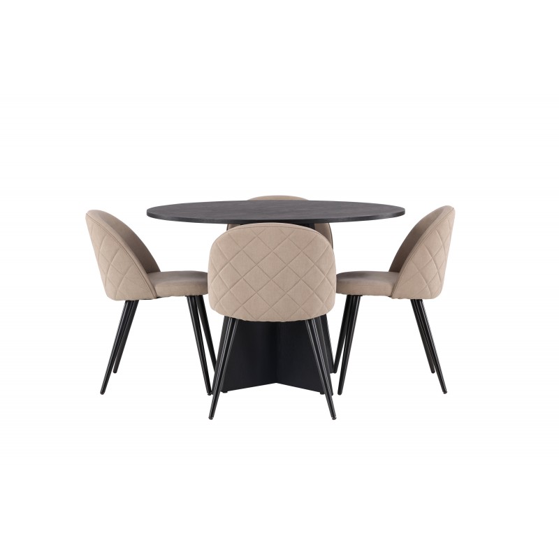 Bootcut Rund Spisebordssæt  - Beige og Sort