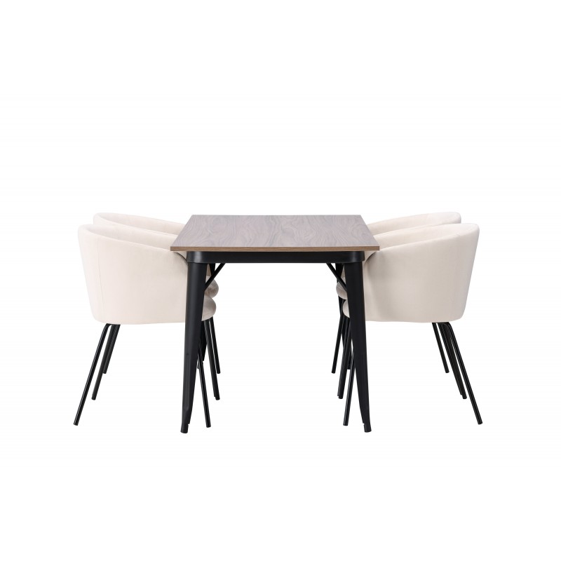 Tempe Spisebordssæt  - Beige og Valnød