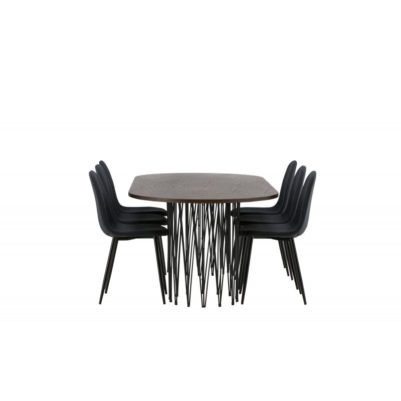 Stone Oval Spisebordssæt  - Sort og Mocca