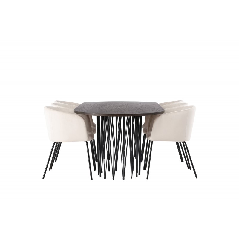 Spisestuesæt Stone med Berit Spisebordsstole  - Beige og Mocca