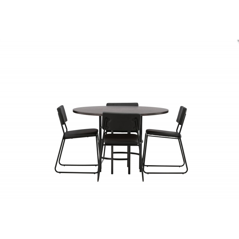 Hjallese Rundt Spisebordssæt - Sort og Mocca