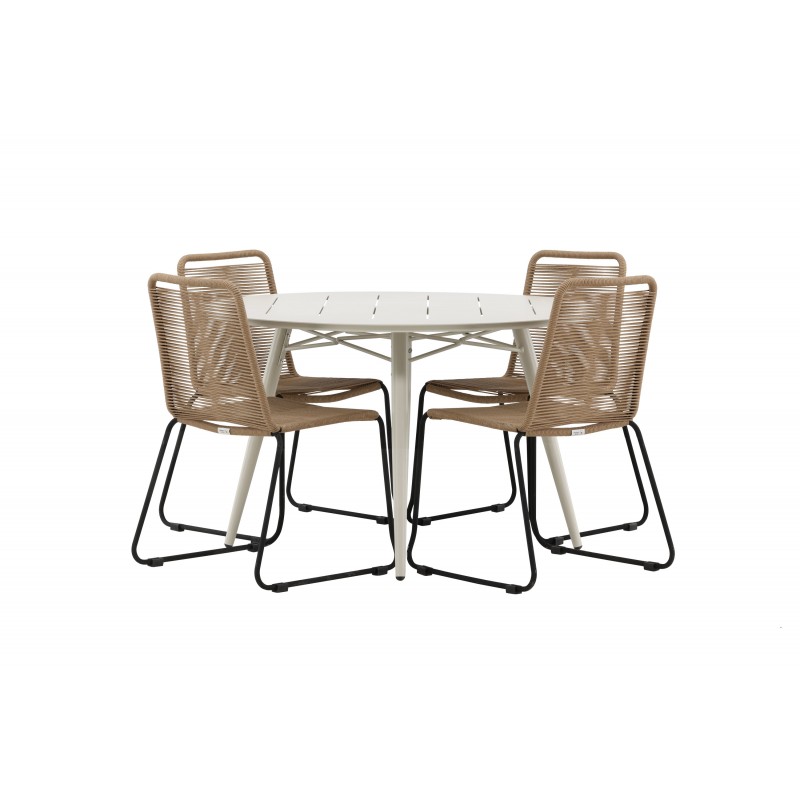 Lina Rundt Spisebordssæt - Beige,Brun