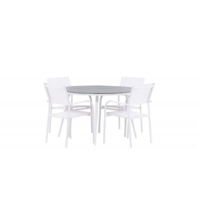 Break, Santorini Rundt Spisebordssæt - Grå,Hvid