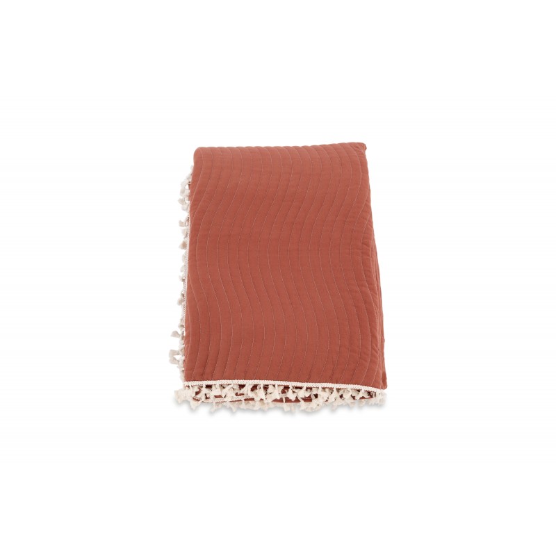 Lias Sengetæppe - Off White og Rusty Rød billede