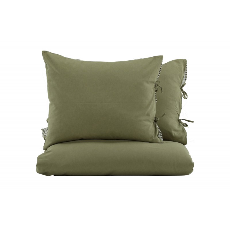 Jenna Sengesæt - Mosgrøn og Hvid billede