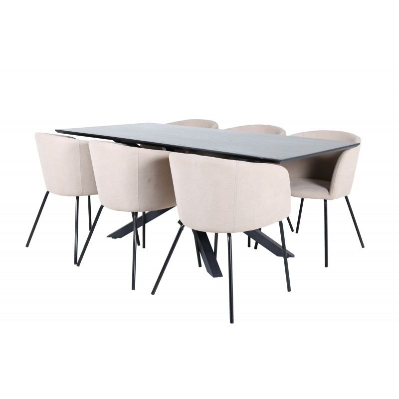 Piazza  Spisebordssæt  - Beige og Sort