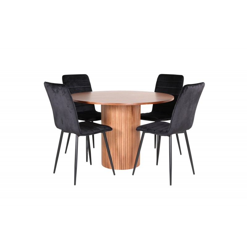 Bianca Rundt Spisebordssæt - Sort og Natur billede