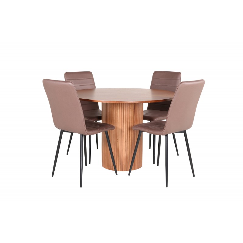 Bianca Rundt Spisebordssæt - Sort og Brun og - Natur billede