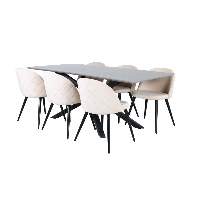 Piazza t Spisebordssæt  - Beige og Sort og Grå