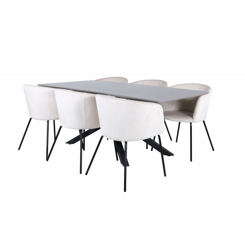 Piazza  Spisebordssæt  - Beige og Sort og Grå