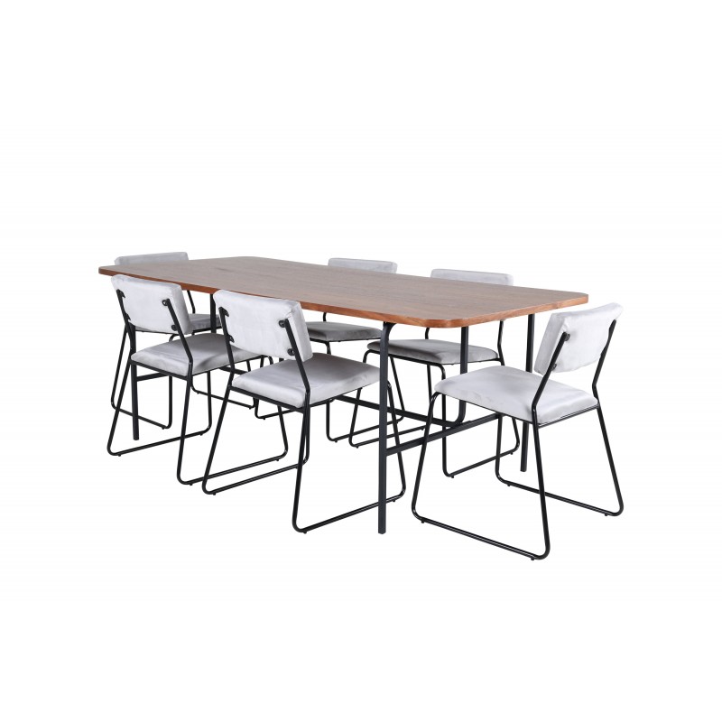 Uno t Spisebordssæt - Sort, Lysegrå og Natur billede