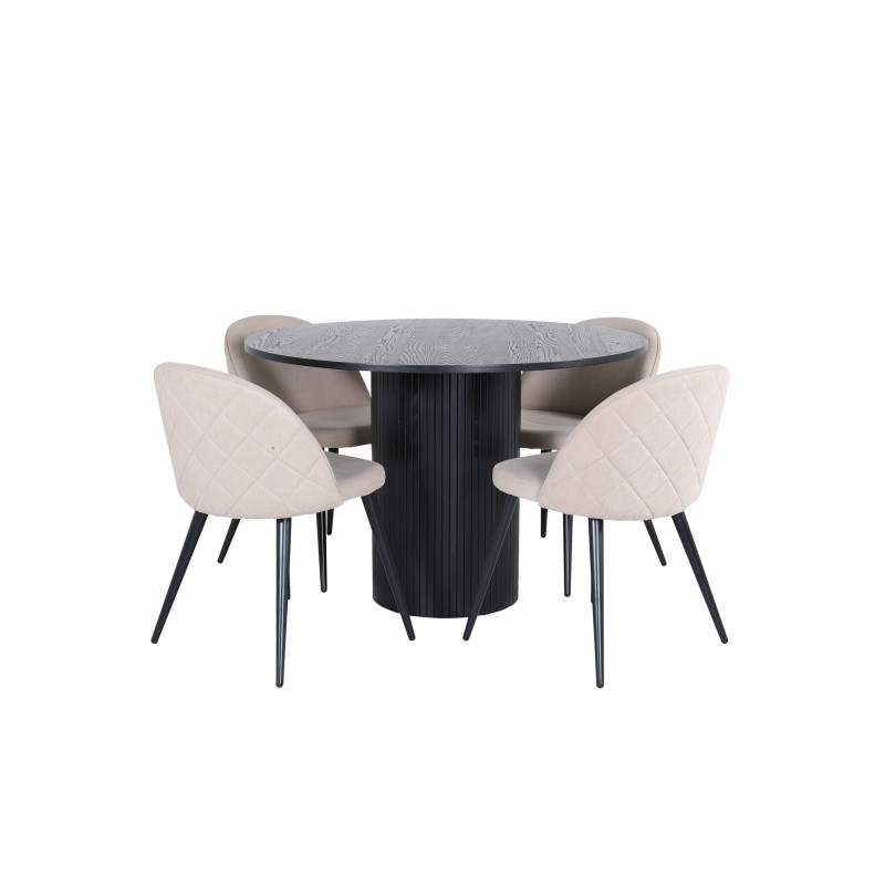 Bianca Rundt Spisebordssæt  - Beige og Sort
