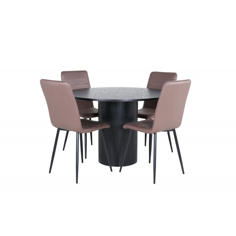 Bianca Rundt Spisebordssæt - Sort og Brun billede