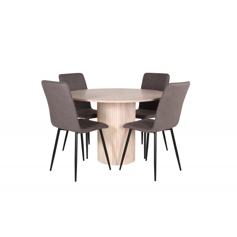 Bianca Rundt Spisebordssæt - Sort, Grå, Natur og Hvid billede