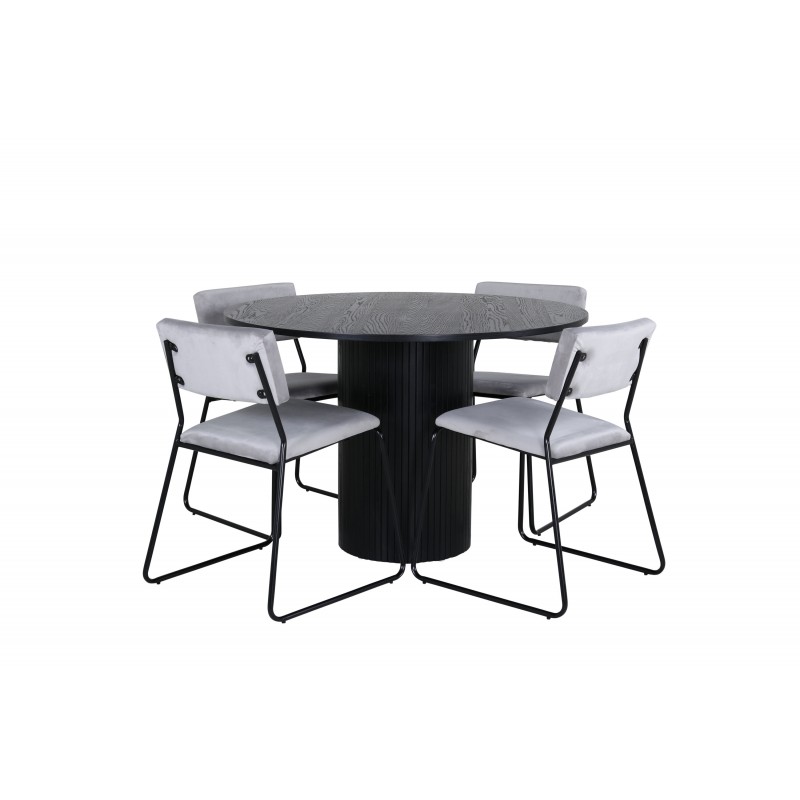 Bianca Rundt Spisebordssæt  - Sort og Lysegrå