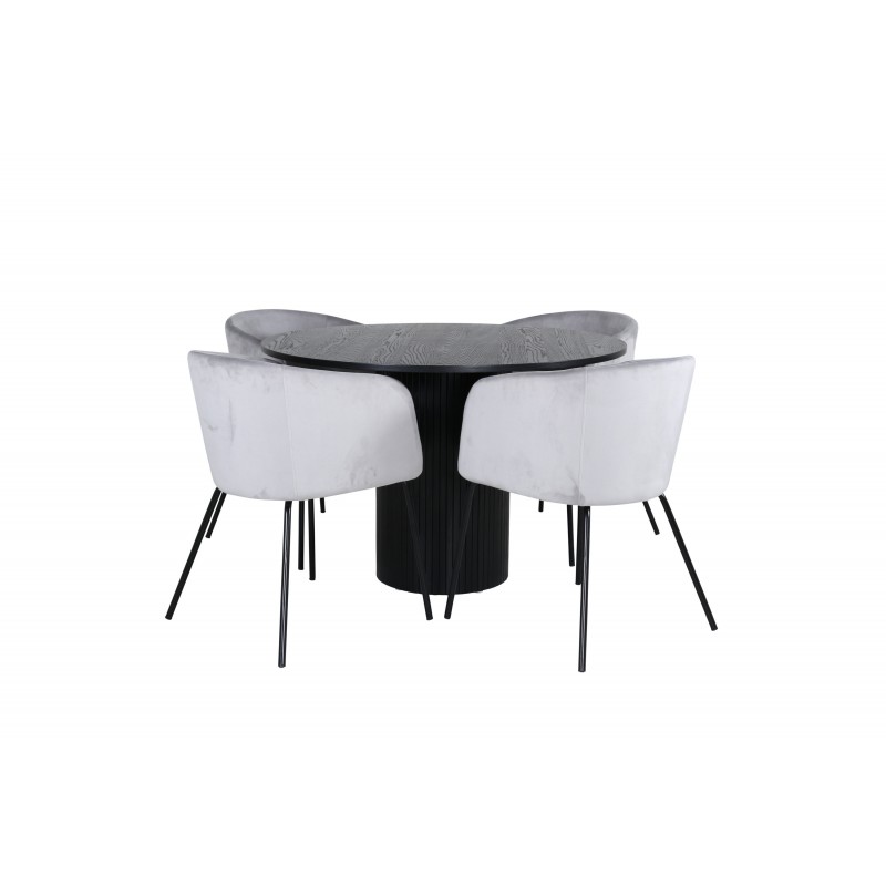Bianca Rundt Spisebordssæt - Sort og Lysegrå