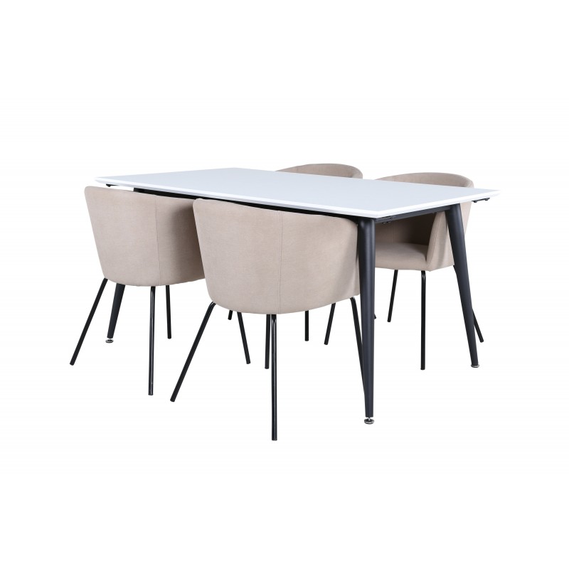 Jimmy e Spisebordssæt  - Beige, Sort og Hvid