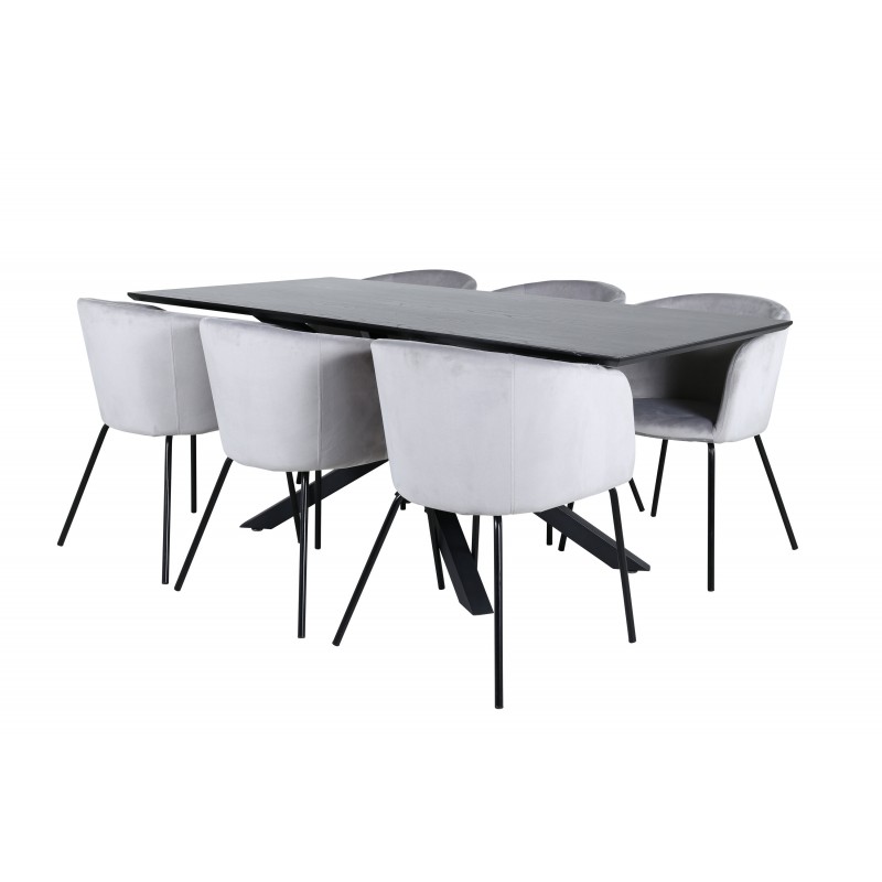 Piazza t Spisebordssæt  - Sort og Lysegrå