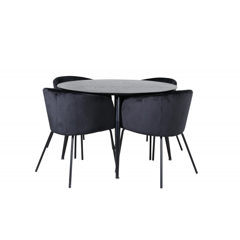 Dipp Rundt Spisebordssæt  - Sort