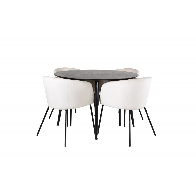 Dipp Rundt Spisebordssæt  - Beige og Sort