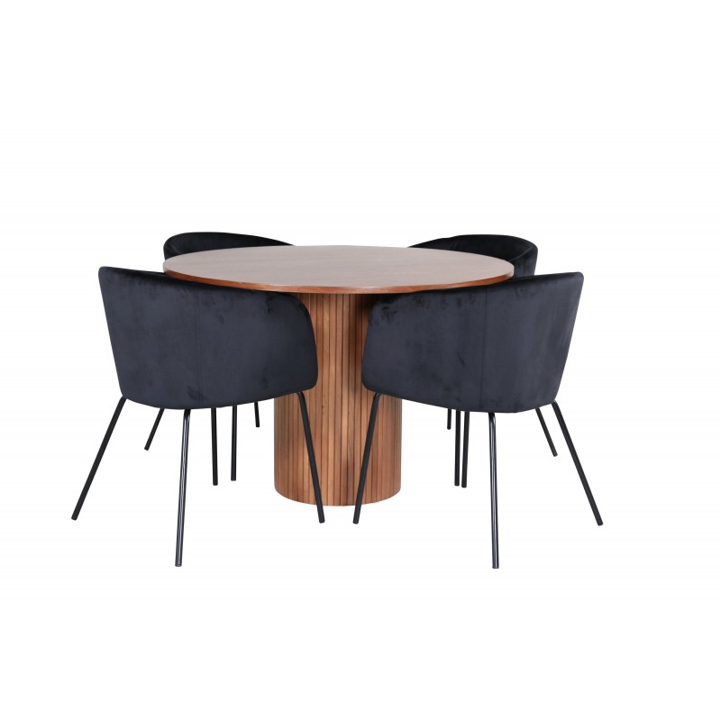 Bianca Rundt Spisebordssæt - Sort og Natur