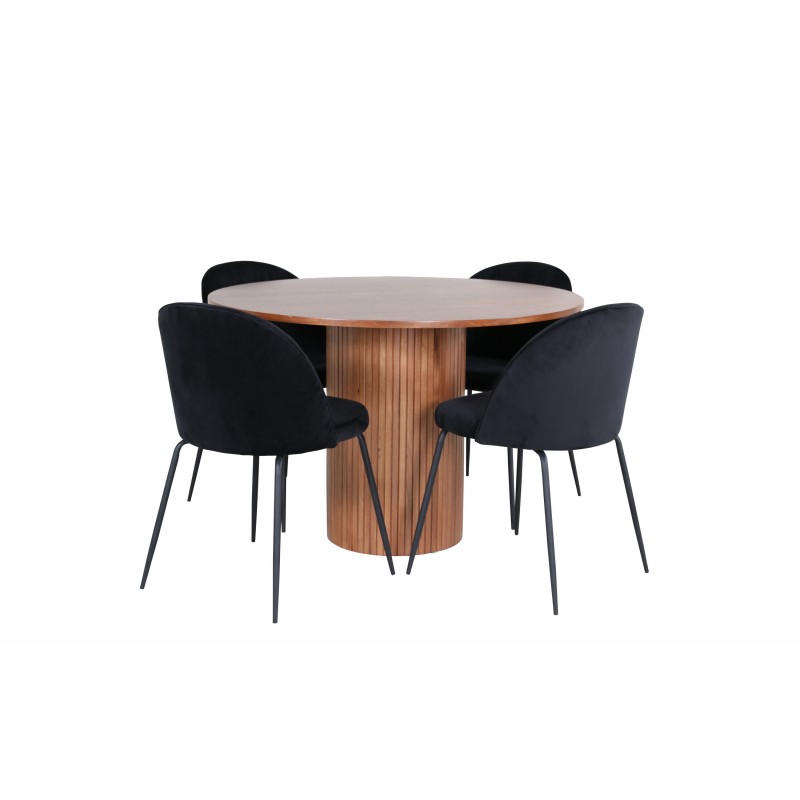 Bianca Rundt Spisebordssæt - Sort og Natur billede