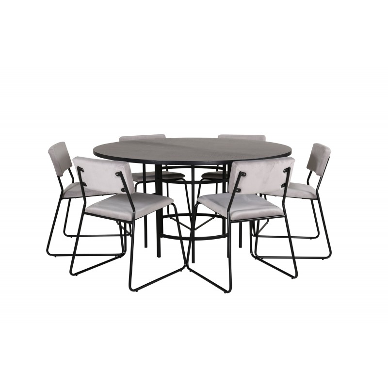 Hjallese Rundt Spisebordssæt - Sort og Grå billede
