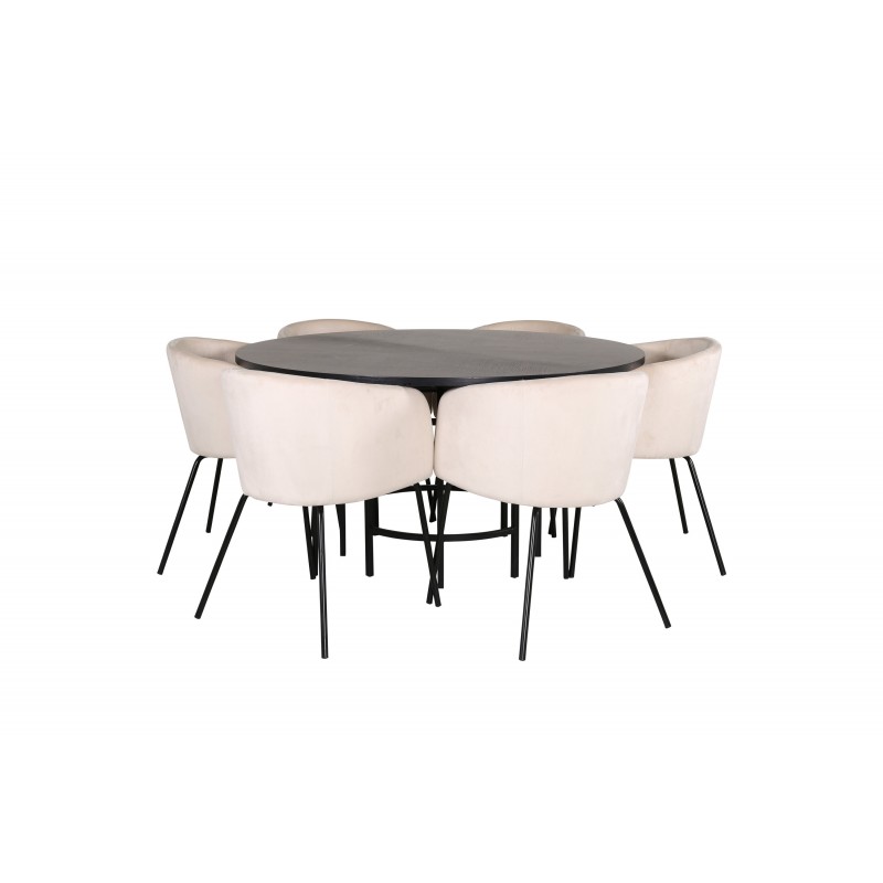 Hjallese Rundt Spisebordssæt - Beige og Sort