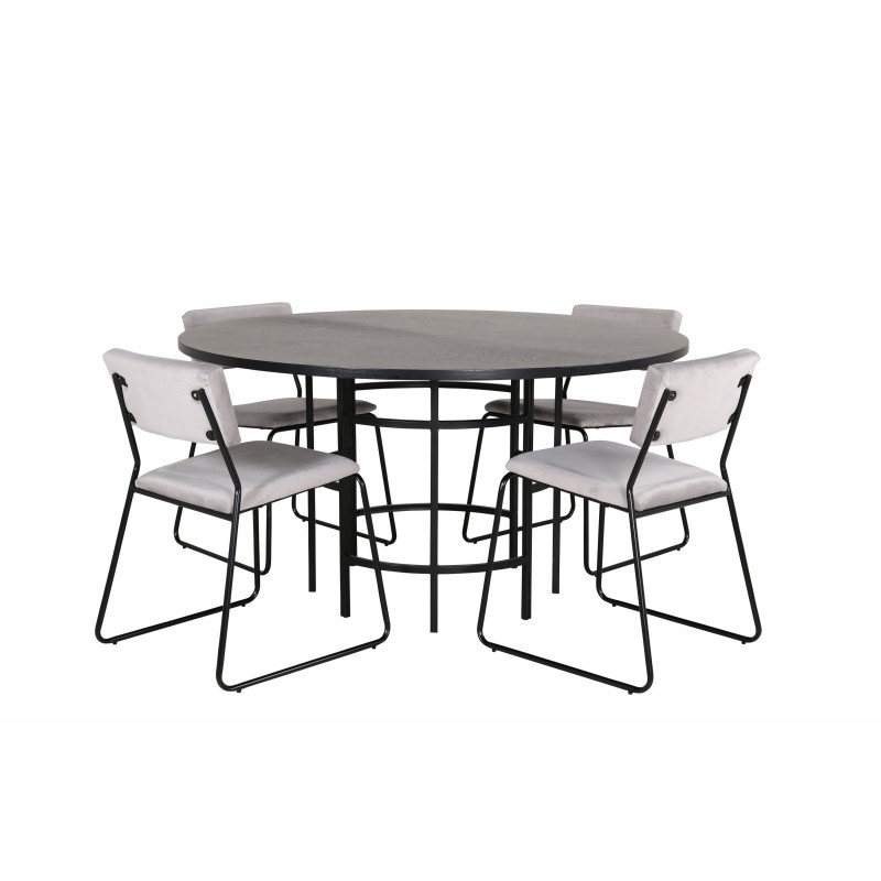 Hjallese Rundt Spisebordssæt - Sort og Lysegrå