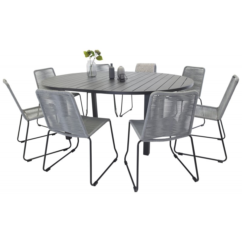 Marbella Rundt Spisebordssæt - Sort,Grå