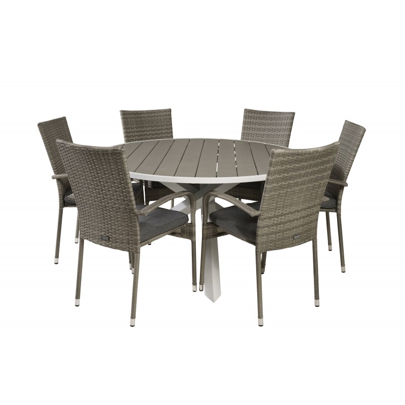 Parma Rundt Loungesæt - Havemøbelsæt - Grå,Hvid