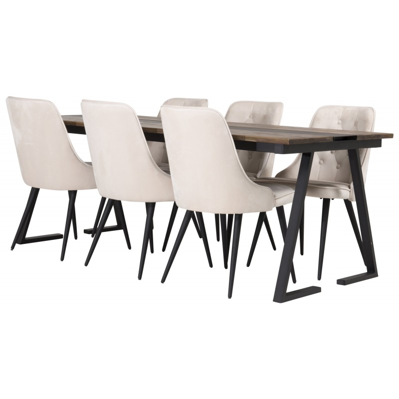 Jakarta t Spisebordssæt - Beige, Sort og Natur