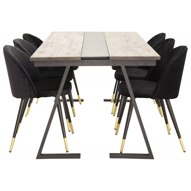 Jakarta t Spisebordssæt  - Sort, Messing og Natur