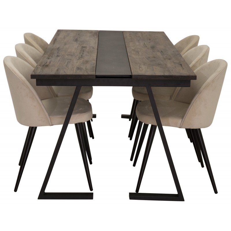 Jakarta t Spisebordssæt - Beige, Sort og Natur