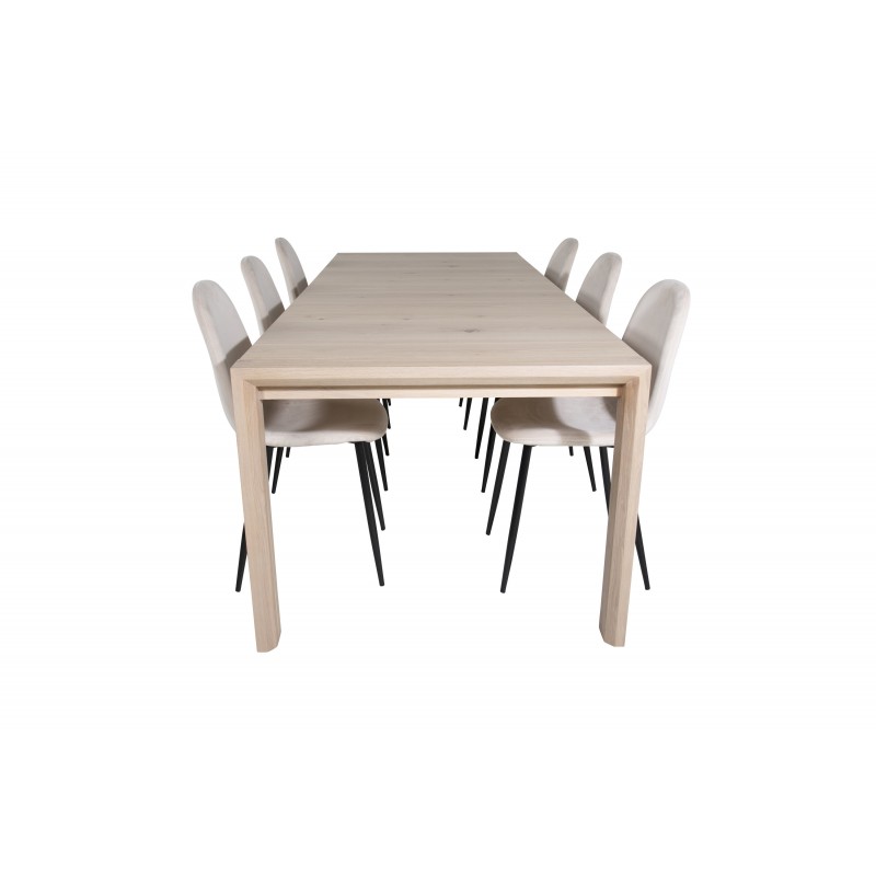 Spisestuesæt Slider - Beige, Sort og Natur og Hvid