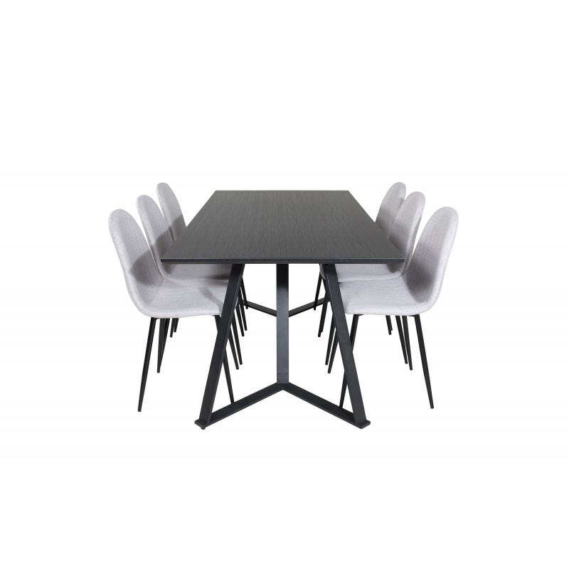Marina Spisebordssæt - Sort og Lysegrå