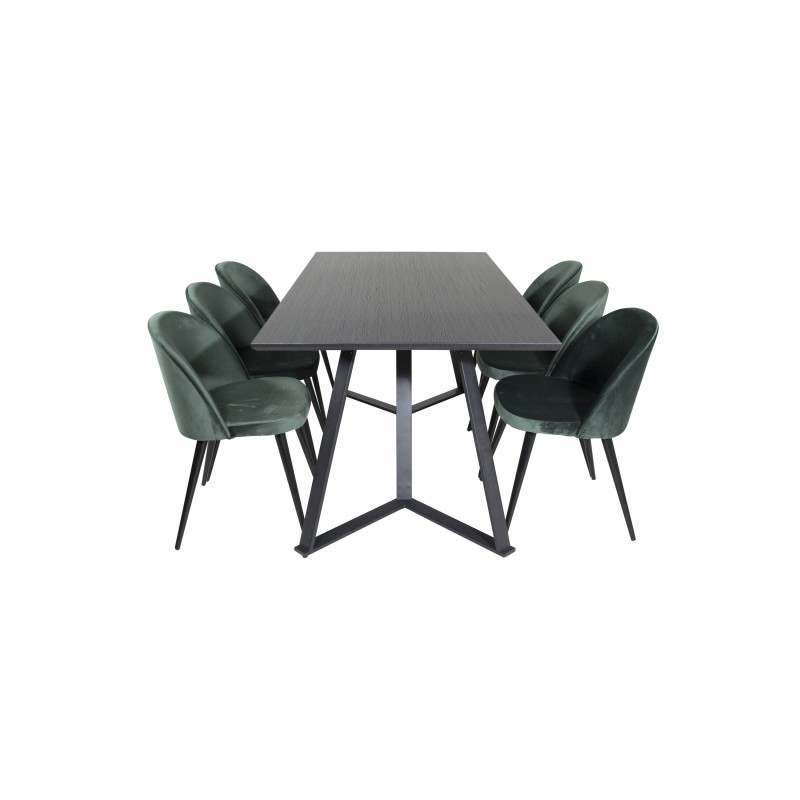 Marina  Spisebordssæt  - Sort og Grøn