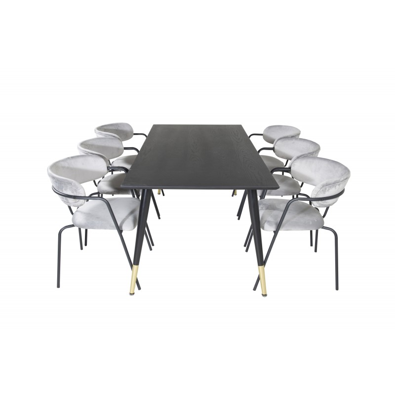 Dipp t Spisebordssæt  - Sort, Messing Grå