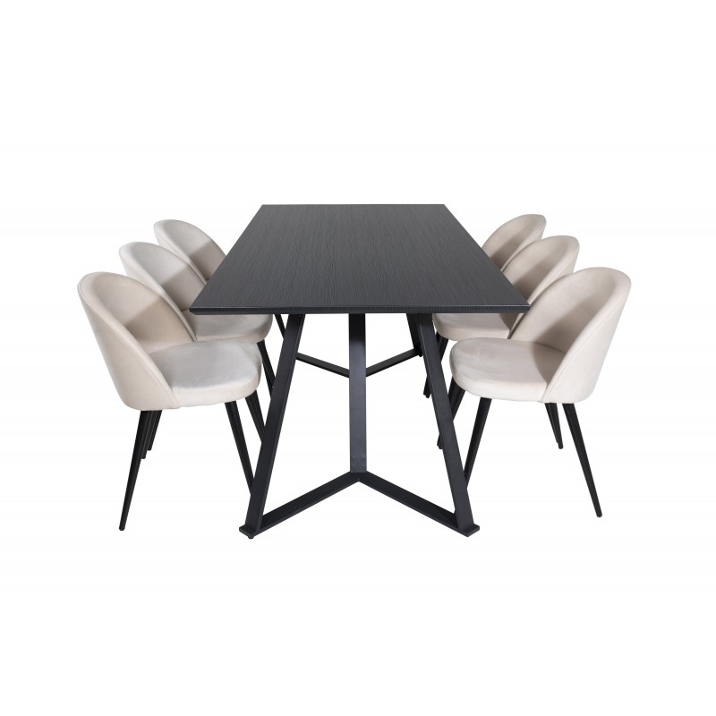 Marina Spisebordssæt - Beige og Sort